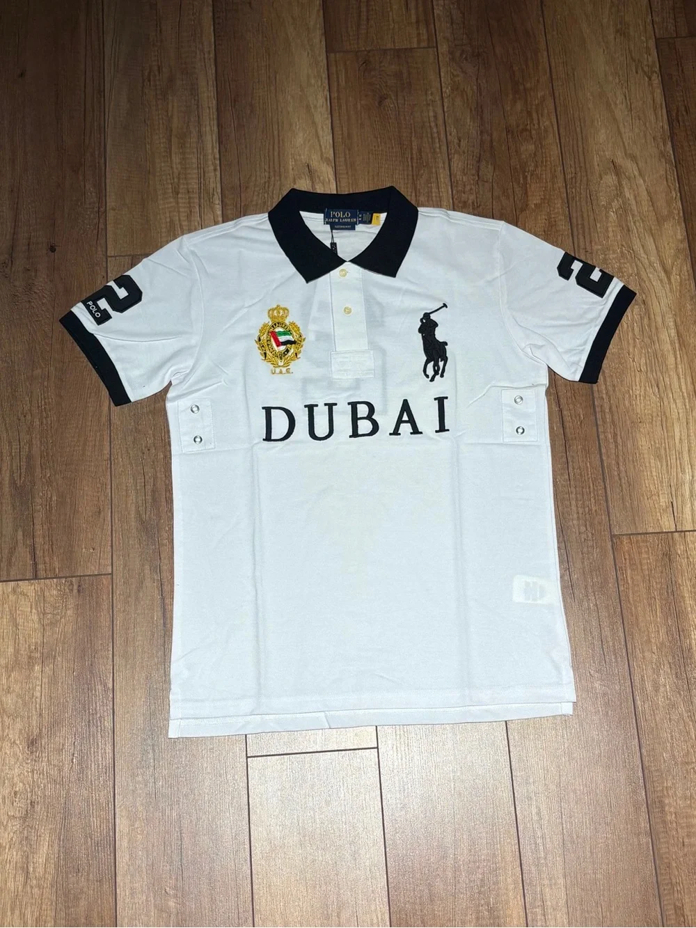 Polo Ralph Lauren Dubai White Polo Shirt Custom Slim Fit Brand New Mens Size M